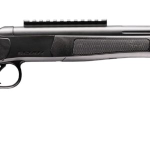 Black break-action single-shot pistol with long barrel