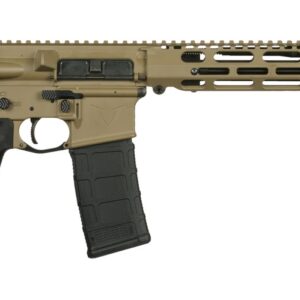 Tan and black AR-15 style rifle