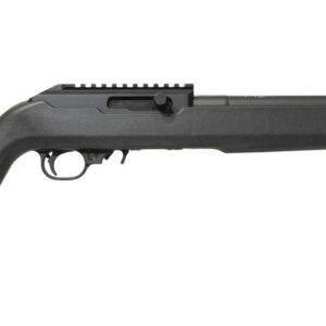 Black bolt-action rifle on white background
