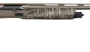 Camouflage semi-automatic shotgun on white background