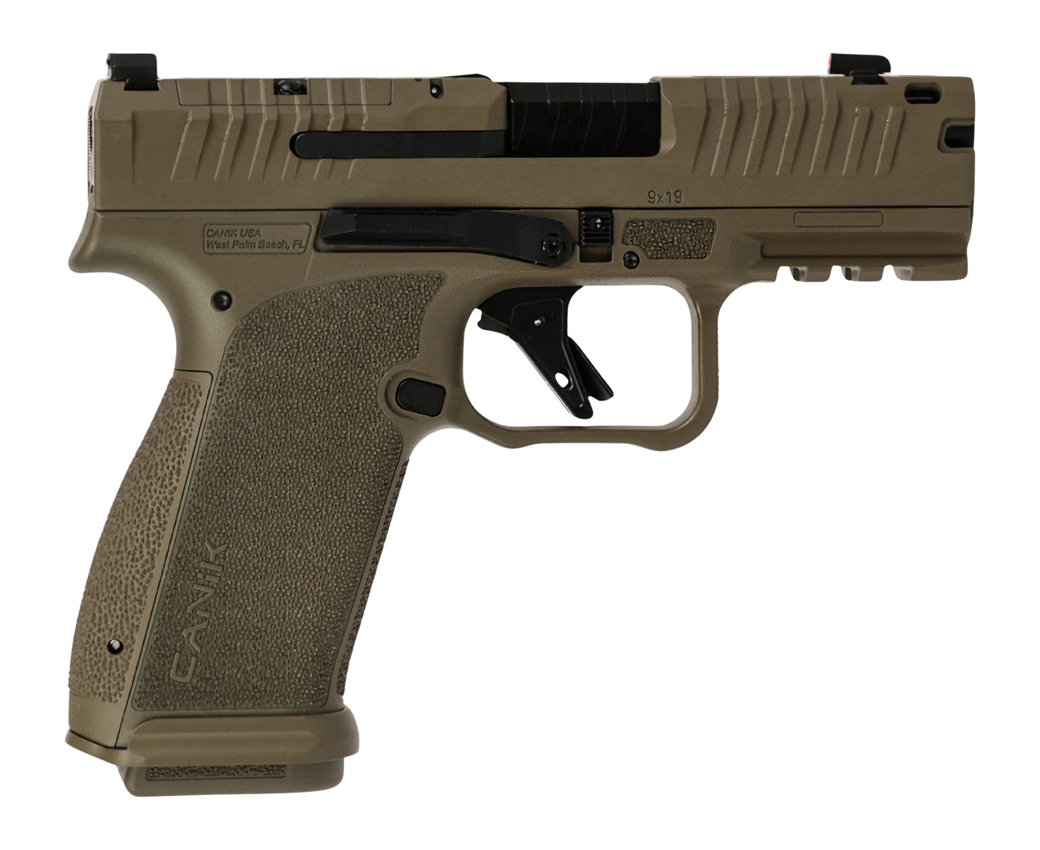 Tan Canik 9mm semi-automatic handgun