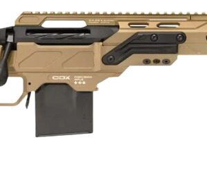 Tan bolt-action sniper rifle on white background
