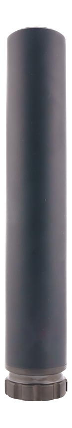 Black cylindrical suppressor on white background