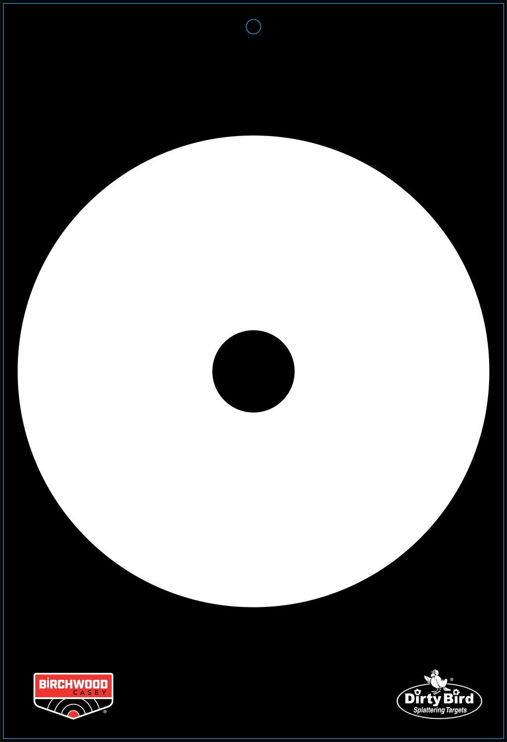 White bullseye target with black center dot