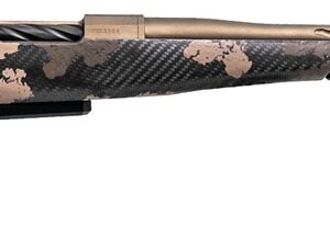 Camouflage bolt-action rifle with fluted barrel