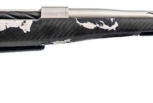 Bolt-action rifle with camo stock and fluted barrel