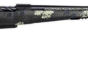 Camouflage bolt-action rifle with long barrel