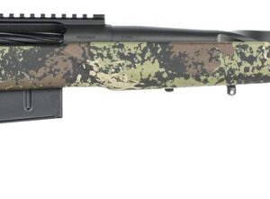Camouflage bolt-action rifle with long barrel