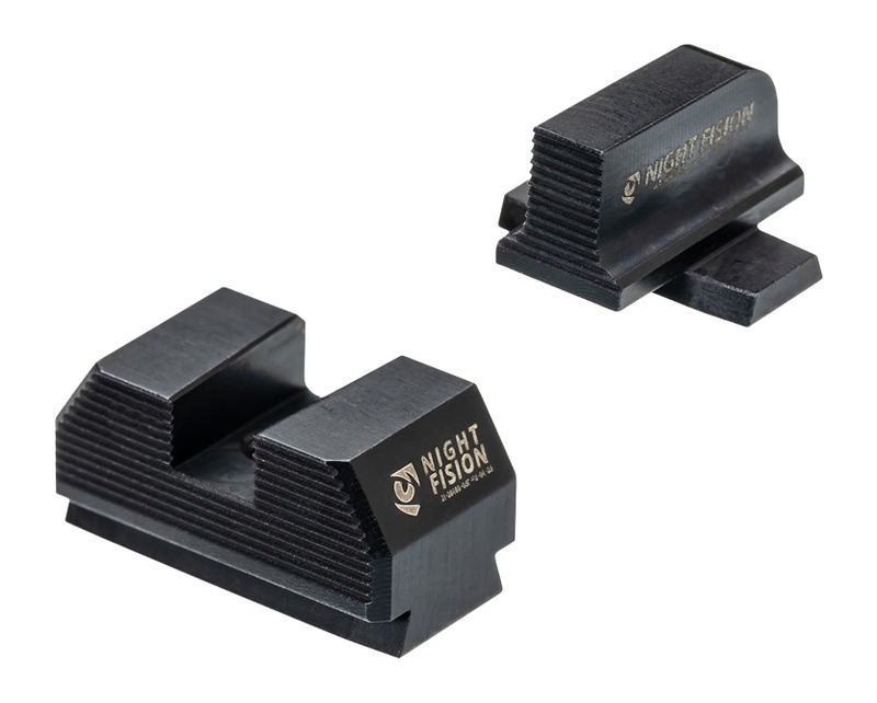 Black metal Night Fision handgun rear sights