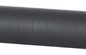 Black cylindrical firearm suppressor on white background