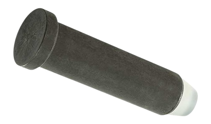 Black cylindrical foam roller with white end cap