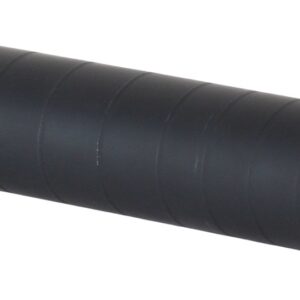 Black cylindrical firearm suppressor on white background