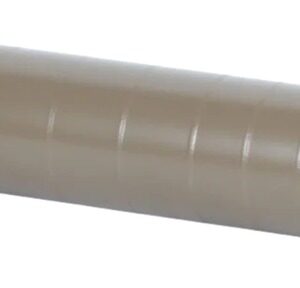Tan cylindrical firearm suppressor on white background