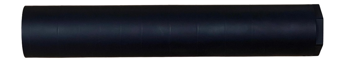 Black cylindrical suppressor on white background