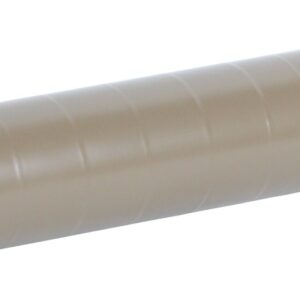 Cylindrical metal firearm suppressor on white background