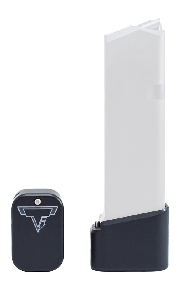 Extended pistol magazine with separate base plate