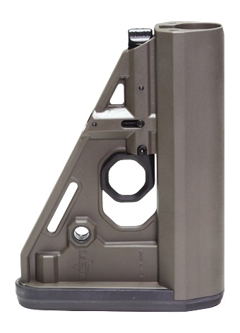 Tan rifle stock component isolated on white
