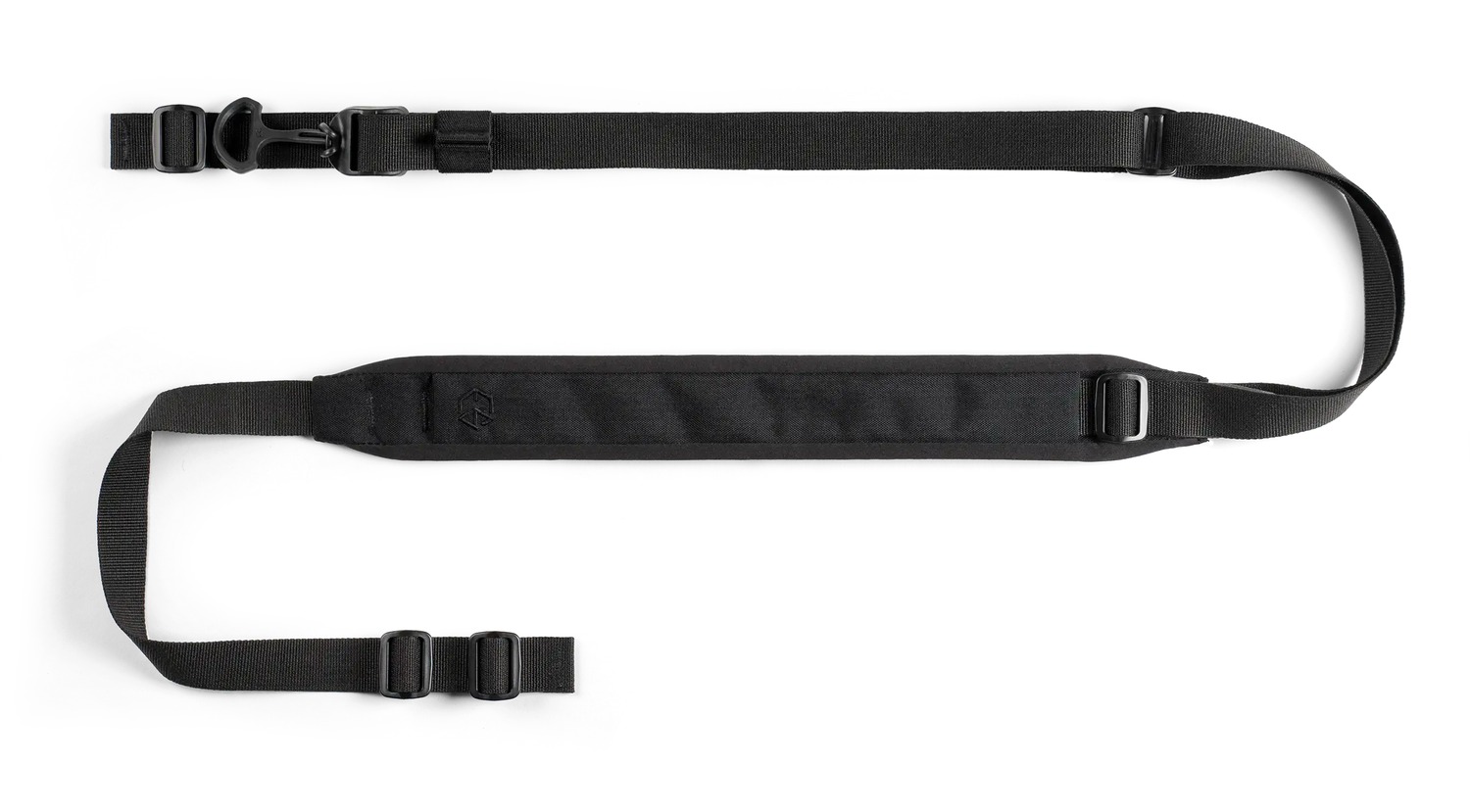 Black adjustable padded shoulder strap with buckles