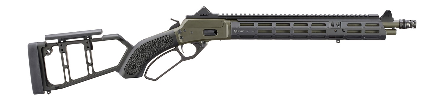 Modern tactical lever-action rifle with skeleton stock