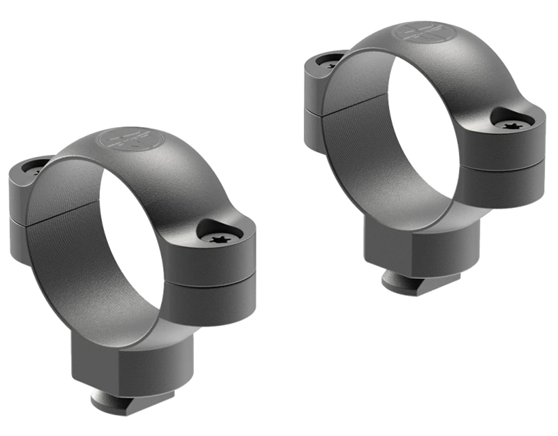 Pair of gray metal rifle scope rings