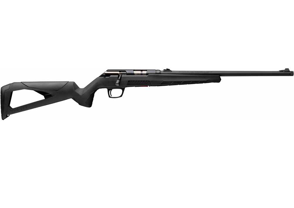 Black bolt-action rifle on white background