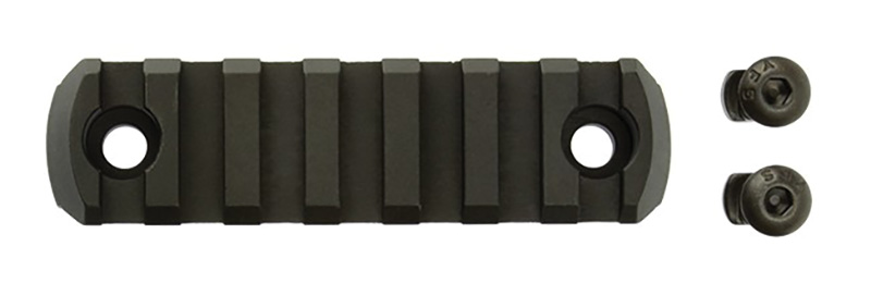 Black Picatinny rail segment with two screws
