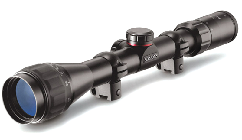 Black Simmons rifle scope with mounting rings