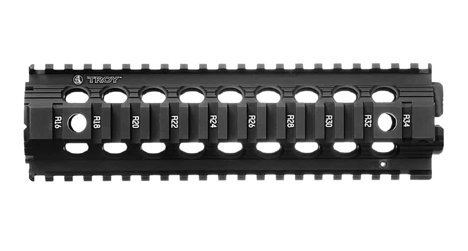 Black TROY rifle handguard with Picatinny rails