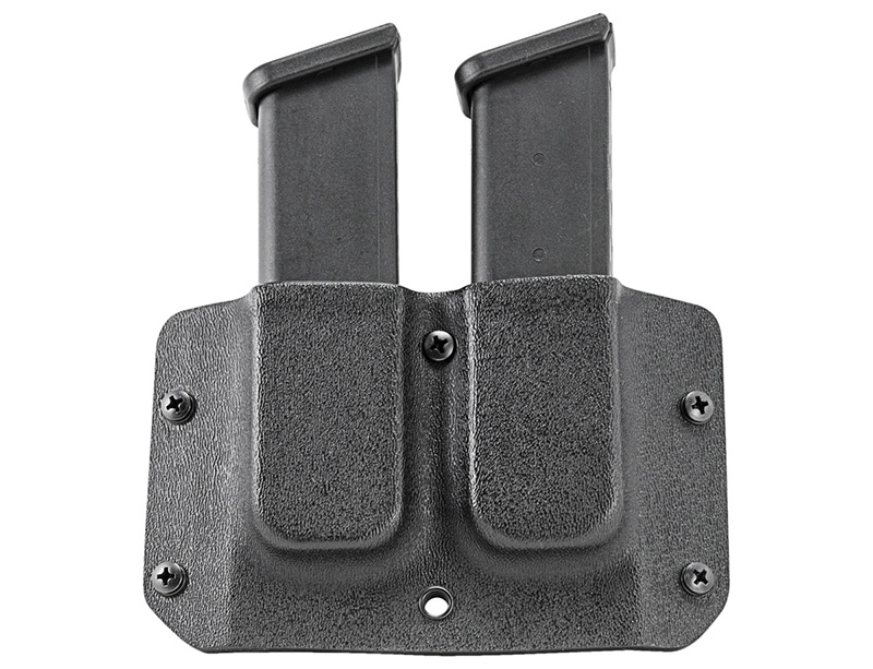 Black double pistol magazine holster with magazines