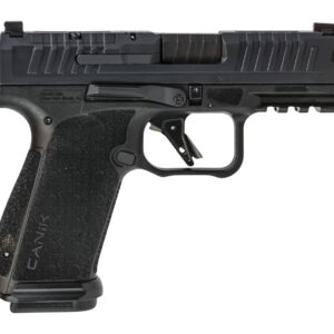 Black Canik 9mm semi-automatic handgun on white background