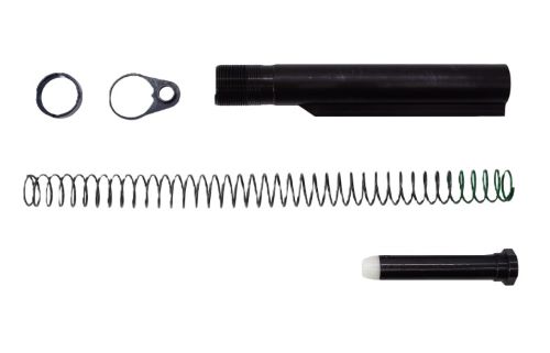 Disassembled rifle buffer tube and spring assembly