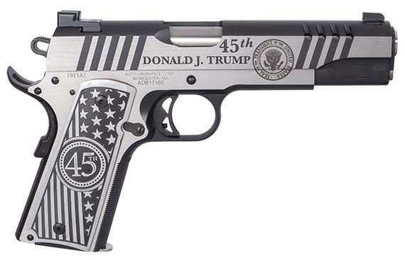 Trump 45th engraved silver and black handgun