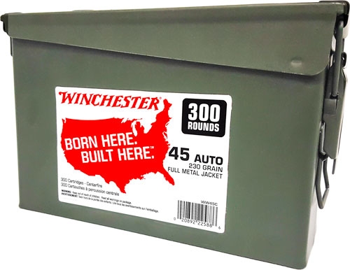 Green Winchester ammo can with 300 rounds label