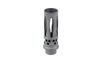 Gray metal muzzle brake with side vents