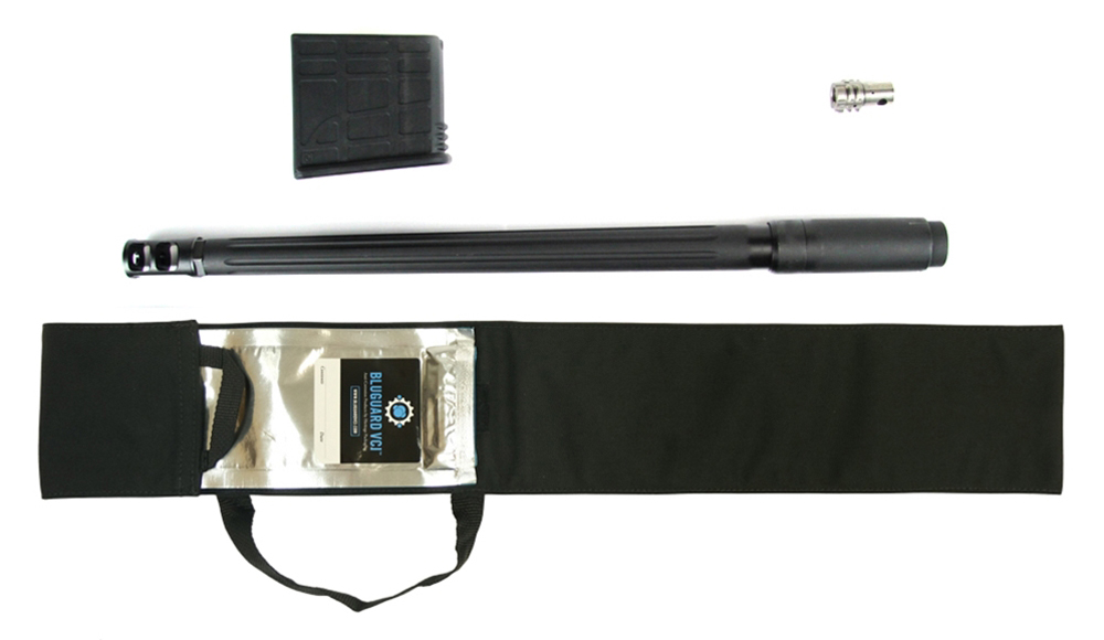 Rifle barrel, magazine, and carrying case