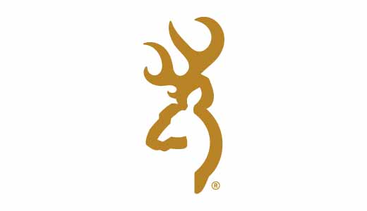 Golden deer head logo on white background