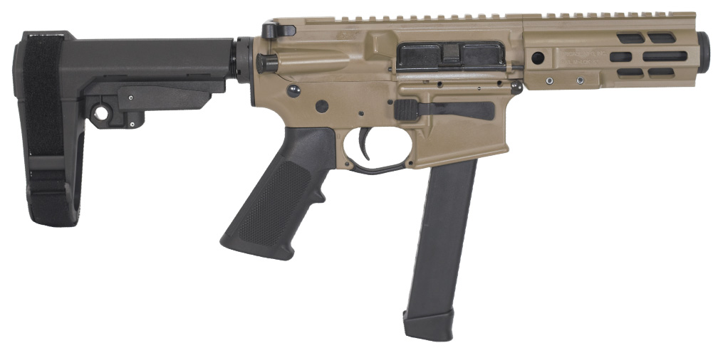 Compact AR-style pistol with extended magazine