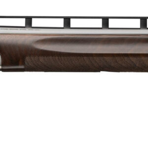 Over-under double barrel shotgun with wooden stock