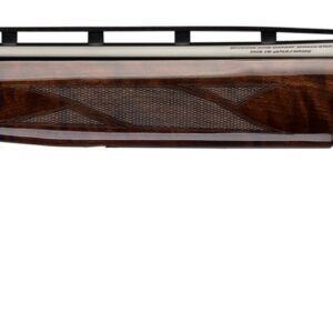 Over-under double-barrel shotgun with wooden stock