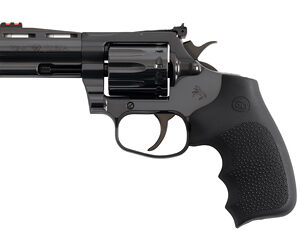 Black revolver handgun on white background