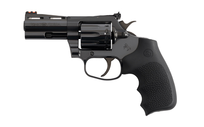 Black revolver handgun on white background