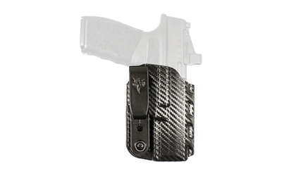 Black carbon fiber handgun holster with clip