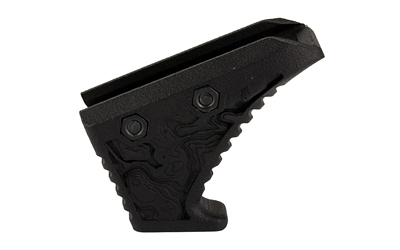 Black angled tactical foregrip with textured design