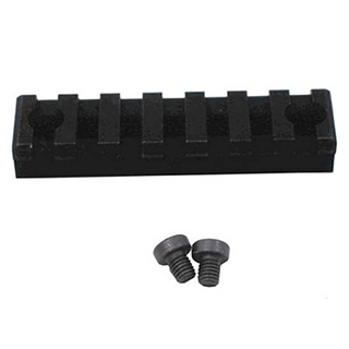 Black metal mounting rail with two screws
