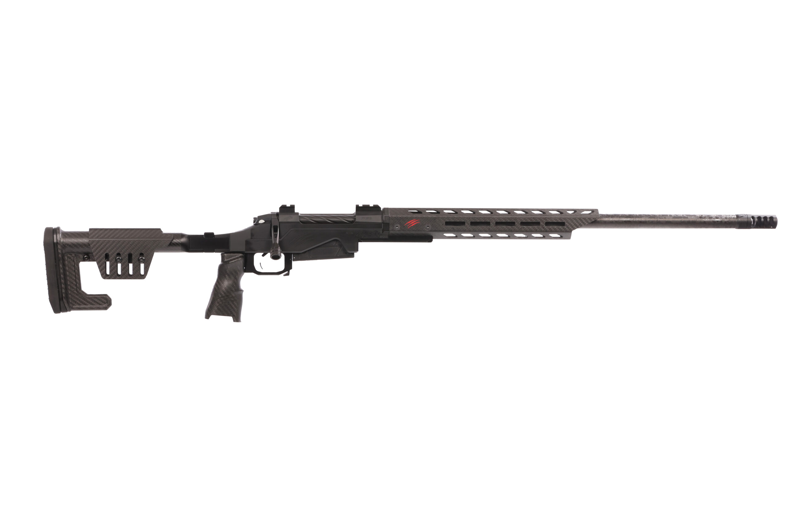 Modern tactical rifle with carbon fiber stock