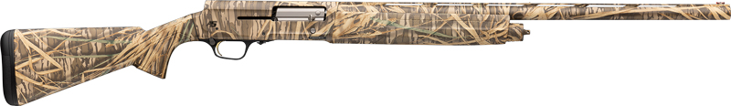 Camouflage semi-automatic shotgun on white background