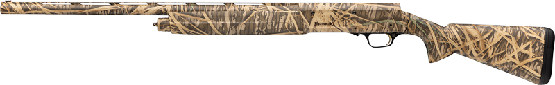 Camouflage hunting shotgun on white background