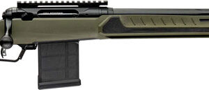 Olive green bolt-action rifle with detachable magazine
