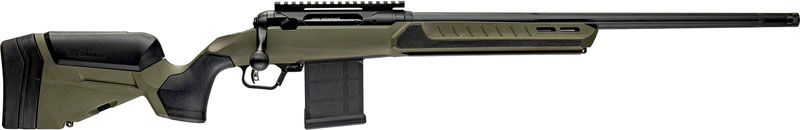 Olive green bolt-action rifle with detachable magazine