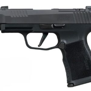 Black semi-automatic handgun on white background